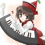 coco_(artist) hat instrument keyboard_(instrument) lowres lyrica_prismriver short_hair solo touhou 