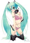  hatsune_miku lingerie long_hair teal_eyes teal_hair thighhighs twintails 