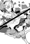  armor armored_dress boots breasts dress flower gloves greyscale gwendolyn monochrome najimi_shin odin_sphere panties sideboob small_breasts strapless strapless_dress thighhighs underwear 