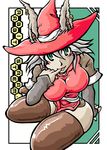  animal_ears artist_request ass bad_anatomy blush breasts bunny_ears earrings eldena final_fantasy final_fantasy_tactics_advance finger_sucking green_eyes hat jewelry large_breasts red_mage sitting solo thighhighs viera 