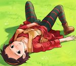  annie_harding clothed_masturbation haruyama_kazunori lying masturbation pantyhose solo striped striped_legwear wakakusa_monogatari_nan_to_jou_sensei 