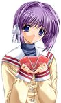  card clannad fujibayashi_ryou hikarizaka_private_high_school_uniform holding holding_card nishimata_aoi school_uniform solo 