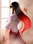  artist_request black_hair blood blue_eyes multicolored_hair red_hair solo toono_akiha tsukihime vermillion_akiha window 