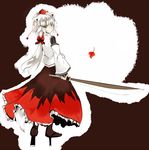  animal_ears geta hat inubashiri_momiji long_skirt ponytail skirt solo sword takaharu tengu tengu-geta tokin_hat touhou weapon wolf_ears 