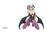  animal_print ark_(morita_hitomi) bat_print character_name demon_girl long_hair morrigan_aensland pantyhose print_legwear solo succubus vampire_(game) 