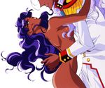  1girl 90s brother_and_sister clothed_male_nude_female dark_skin himemiya_anthy incest long_hair nude official_art ootori_akio purple_hair shoujo_kakumei_utena siblings white_background 