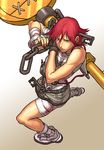  a.b.a bandages blood chain fingerless_gloves gloves green_eyes guilty_gear key key_in_head paracelsus red_hair short_hair shorts solo yamamiya_hiroshi 