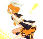  1girl egawa_satsuki kagamine_rin long_sleeves orange_hair sleeves_past_wrists solo vocaloid wardrobe_malfunction 