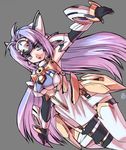  :o android antenna_hair arm_guards armor armpits bare_shoulders black_gloves breasts cowboy_shot faulds garter_straps gloves gradient_hair grey_background headgear headpiece kos-mos kos-mos_ver._4 long_hair looking_at_viewer medium_breasts multicolored_hair open_mouth outstretched_arms pink_hair purple_eyes purple_hair simple_background solo standing thighhighs underboob_cutout underwear underwear_only v-shaped_eyebrows very_long_hair white_legwear xenosaga xenosaga_episode_iii yukimura_tsubame zipper 