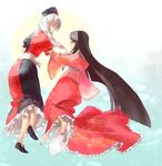  bad_id bad_pixiv_id barefoot black_hair houraisan_kaguya multiple_girls shako silver_hair touhou trigram yagokoro_eirin 