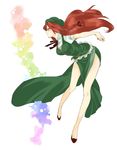  beniko braid breasts green_eyes hat hong_meiling large_breasts long_hair red_hair ribbon solo touhou 