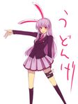  :p animal_ears blazer bunny_ears garters holster jacket mame_usagi necktie pleated_skirt red_eyes red_neckwear reisen_udongein_inaba skirt solo suppository thigh_holster thigh_strap thighhighs tongue tongue_out touhou 