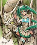  bad_id bad_pixiv_id dragon green_eyes green_hair hatsune_miku long_hair moonsorrow pointy_ears solo thighhighs twintails vocaloid 