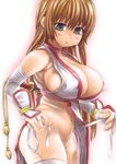  asanagi blush breasts cleavage dead_or_alive dressing hips huge_breasts kasumi_(doa) navel no_panties pelvic_curtain solo 