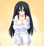  bare_shoulders breasts dress_shirt komori_kiri long_hair medium_breasts odayan sayonara_zetsubou_sensei shirt solo very_long_hair 