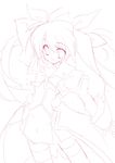  lineart long_hair lyrical_nanoha mahou_shoujo_lyrical_nanoha monochrome open_mouth sketch smile solo takamachi_nanoha thighhighs twintails yoshiwo 