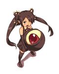  backbeard bad_id bad_pixiv_id beako boots brown_eyes brown_hair carrying dress elbow_gloves father_and_daughter full_body gegege_no_kitarou gloves hair_over_one_eye hair_ribbon long_hair open_mouth original pointy_ears red_eyes ribbon shadow shibasaki_shouji simple_background solo standing thigh_boots thighhighs twintails zettai_ryouiki 