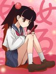  black_hair cellphone haruyama_kazunori otonashi_meru panties pantyshot phone pleated_skirt red_eyes sayonara_zetsubou_sensei school_uniform serafuku skirt solo underwear 