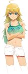  ahoge blonde_hair camisole green_shirt hino_hikaru hoshii_miki idolmaster idolmaster_(classic) idolmaster_1 long_hair midriff shirt shorts solo 