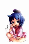  bad_id bad_pixiv_id binchou-tan binchou-tan_(character) blue_eyes blue_hair chibi cigarette highres kumuiutabito solo translated 