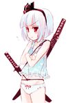  artist_request blush konpaku_youmu panties sheath sheathed solo sword touhou underwear weapon 