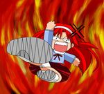  angry comedy fire funny kick kicking melty_blood panties red_hair tohno_akiha toono_akiha tsukihime underwear 