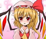  blonde_hair blush crying crying_with_eyes_open flandre_scarlet haro_(artist) hat mob_cap solo tears touhou wings 