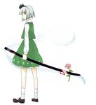  flower hitodama konpaku_youmu konpaku_youmu_(ghost) lowres sheath sheathed shikai_(iesiki_56) solo sword touhou weapon 