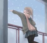  cardigan kannuki_hisui original pantyhose scarf school_uniform serafuku snow solo 