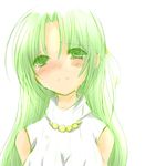  bare_shoulders green_eyes green_hair higurashi_no_naku_koro_ni kagoya_(artist) long_hair sleeveless sleeveless_turtleneck solo sonozaki_shion tears turtleneck 