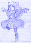  artist_request bad_anatomy half_updo len melty_blood monochrome one_eye_closed pantyhose pointy_ears purple sketch solo traditional_media tsukihime 