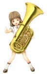  brown_eyes brown_hair heavy instrument long_hair original sabamu solo tuba 