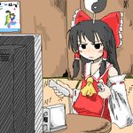  game_console hakurei_reimu lowres oekaki playing_games solo suzumiya_harubin touhou video_game wii 