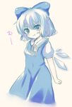  23_(candy_chapus) blush bow cirno dress hair_bow ice ice_wings pout solo tears touhou wings 