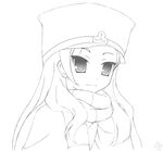  chiaki greyscale hat long_hair monochrome rodori_gesu scarf shako_cap shigofumi solo 