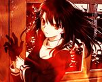  black_hair gloves kara_no_kyoukai kokutou_azaka red school_uniform solo takeuchi_takashi 