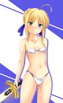  artoria_pendragon_(all) bikini blush cameltoe fate/stay_night fate_(series) nishi_(count2.4) saber solo swimsuit sword weapon 