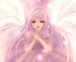  copyright_request feathers long_hair purple_hair red_eyes solo tears wings yukise_miyu 