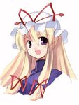  blonde_hair bow hair_bow hat long_hair open_mouth purple_eyes ribbon seo_tatsuya sketch smile solo touhou yakumo_yukari 