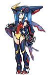  blue_hair garchomp gen_4_pokemon grey_eyes homura_subaru mecha_musume personification pokemon simple_background smile solo twintails white_background 