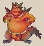  3_toes 4_fingers animal_genitalia anthro balls belly belt big_belly daftpatriot dragon flaccid front_view fully_sheathed horn looking_at_viewer magnus_(spyro) male penis sheath smile solo spyro_reignited_trilogy spyro_the_dragon standing toes video_games 