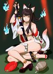  alcohol animal_ears anklet breasts fox_ears fox_tail high_heels jewelry large_breasts negishi_hideto no_panties original sake shoes solo tail 