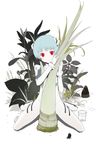  ayanami_rei blue_hair neon_genesis_evangelion okama pale_skin plant plugsuit red_eyes short_hair solo 