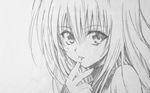  black_cat_(series) eve_(black_cat) finger_licking greyscale highres licking monochrome sketch solo traditional_media wallpaper yabuki_kentarou 