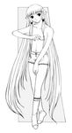  artist_request chii chobits flat_chest greyscale long_hair monochrome solo topless very_long_hair 