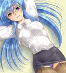  blue_hair fangs follower_(yagisaka_seto) genderswap genderswap_(mtf) heterochromia lowres oekaki original panties solo thighhighs underwear yagisaka_seto 