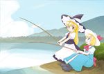  alice_margatroid blonde_hair fishing fishing_rod holding holding_fishing_rod kirisame_marisa multiple_girls shaomin touhou 