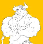  biceps bovine cattle clothing facial_piercing hat horn looking_up male mammal nipples nose_piercing nose_ring pecs piercing shirt simple_background sketch solo tank_top vorusuarts 