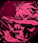  izayoi_sakuya knife monochrome pink solo touhou touya_(the-moon) 