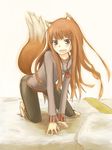  animal_ears holo kokotetsu long_hair solo spice_and_wolf tail wolf_ears 